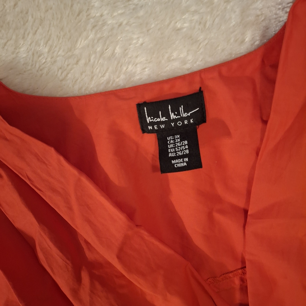 Nicole Miller NY Red Dress 3X NWT Smocked Waist Ruffle Hem Plus Size - Picture 3 of 6